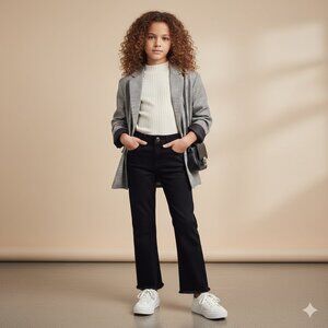 DL1961 Girl's Size 10 Black Emie High-Rise Straight Raw Hem Jeans